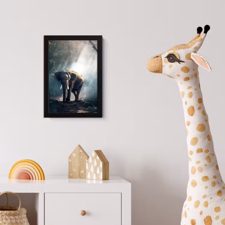 Olifant - Dieren - Licht - Bos - Natuur - Wilde dieren fotolijst zwart zonder passe partout klein -usfeer4_kinderkamer