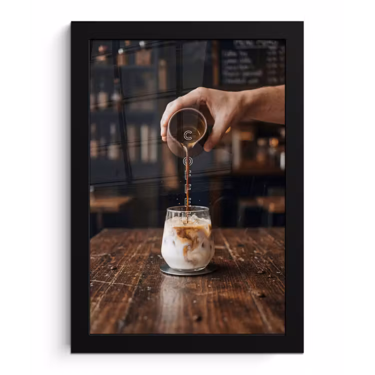 Espresso - Melk - Café fotolijst zwart zonder passe partout klein -3d
