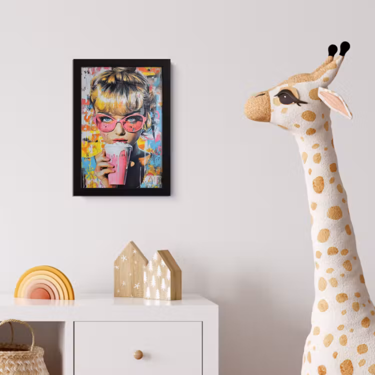 Expressief - Milkshake - Vrouw - Felle kleuren fotolijst zwart zonder passe partout klein -usfeer4_kinderkamer