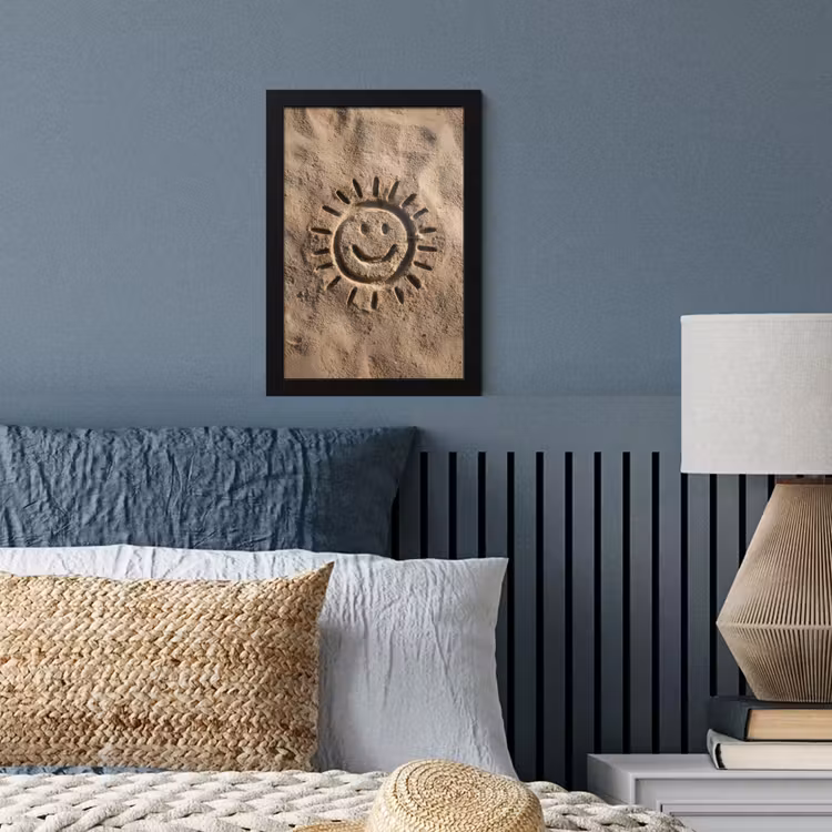 Gezichtje - Zon - Zand - Getekend fotolijst zwart zonder passe partout klein -sfeer3
