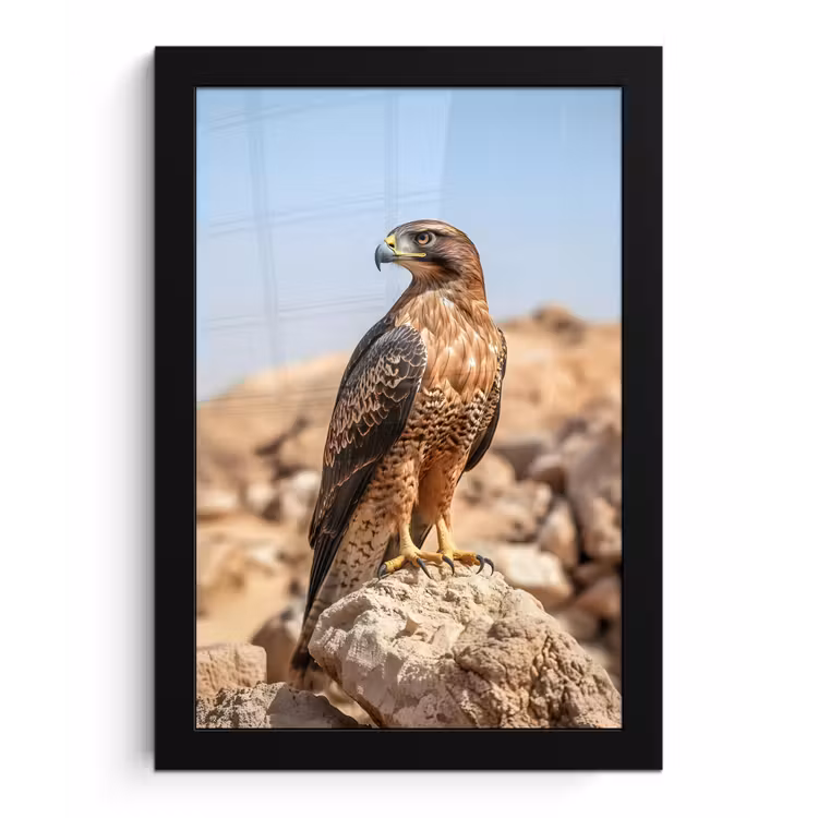 Valk - Vogel - Rots - Macht fotolijst zwart zonder passe partout klein -3d