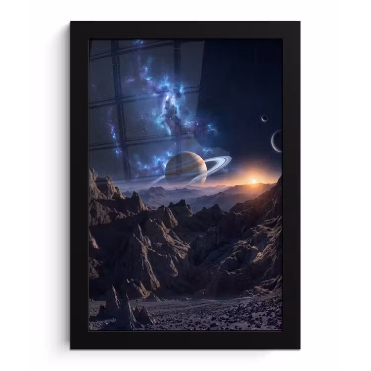 Fantasy - Kosmos - Landschap fotolijst zwart zonder passe partout klein -3d
