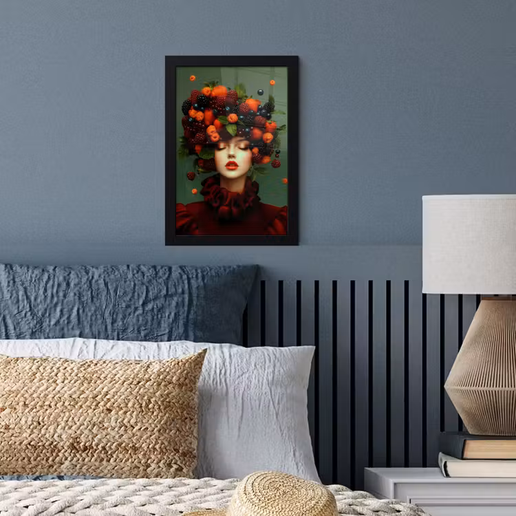 Vrouw - Aardbeien - Frambozen - Bramen - Bessen fotolijst zwart zonder passe partout klein -sfeer3