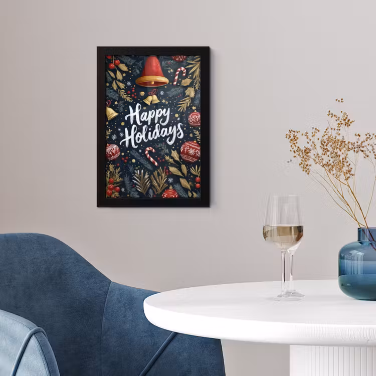 Feestelijk - Kerstgroet - Kleurrijk fotolijst zwart zonder passe partout klein -sfeer4