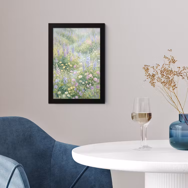 Bloemenveld - Heuvels - Kleurrijk fotolijst zwart zonder passe partout klein -sfeer4