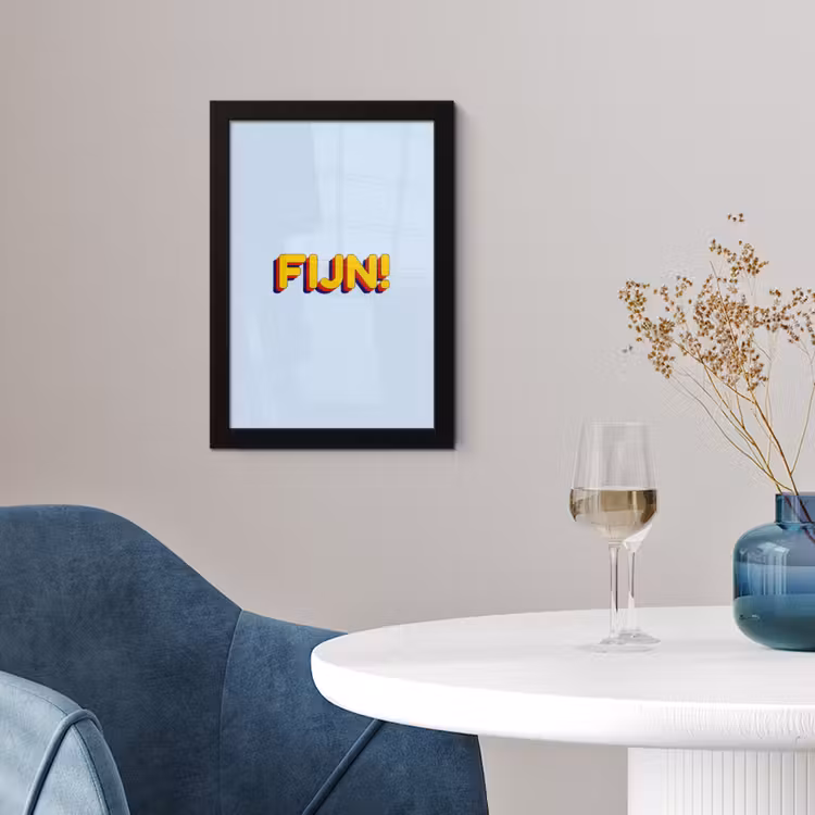 Fijn - Geel - Oranje fotolijst zwart zonder passe partout klein -sfeer4