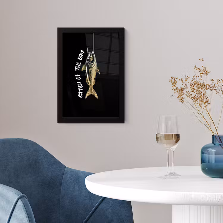 Vis - Zwart - Goud - Tekst fotolijst zwart zonder passe partout klein -sfeer4