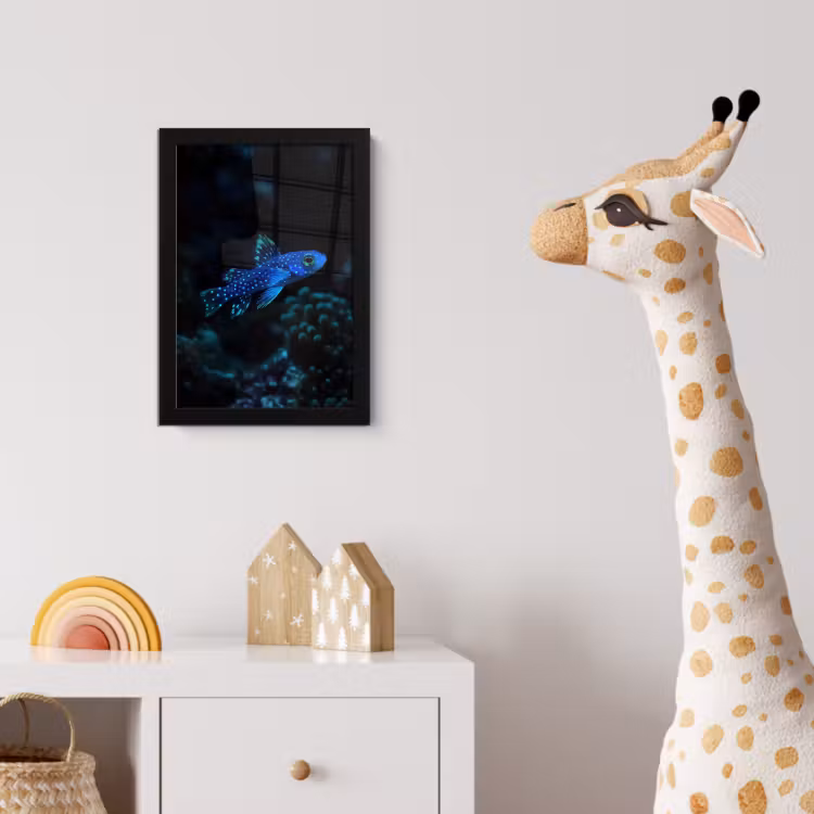 Vis - Stippen - Koraal - Blauw fotolijst zwart zonder passe partout klein -usfeer4_kinderkamer