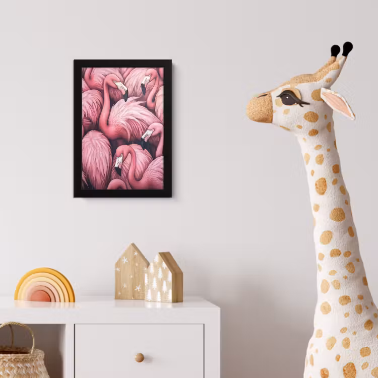 Flamingo - Roze - Dieren fotolijst zwart zonder passe partout klein -usfeer4_kinderkamer