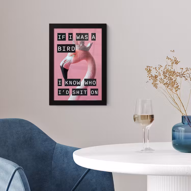 Flamingo - Roze - Vogel - Decoratie fotolijst zwart zonder passe partout klein -sfeer4