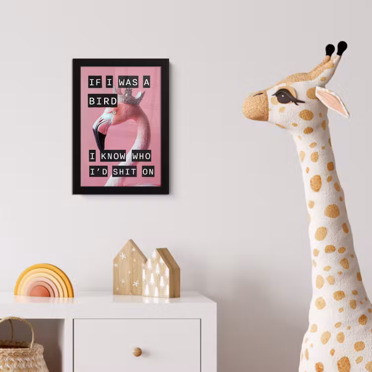 Flamingo - Roze - Vogel - Decoratie fotolijst zwart zonder passe partout klein -usfeer4_kinderkamer
