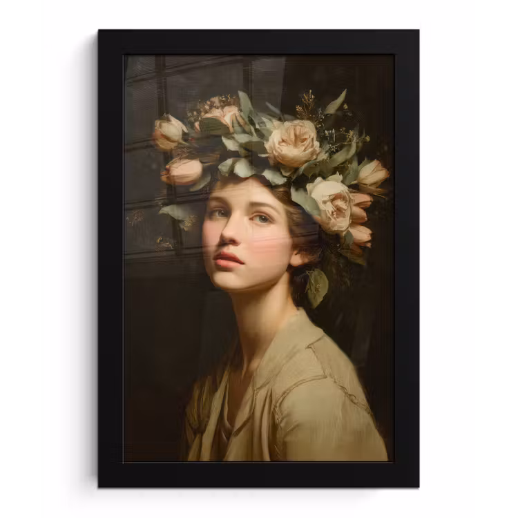 Bloemenstilte - Vrouw - Portret fotolijst zwart zonder passe partout klein -3d