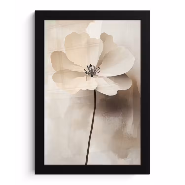 Bloem - Beige - Verf - Schaduw fotolijst zwart zonder passe partout klein -3d