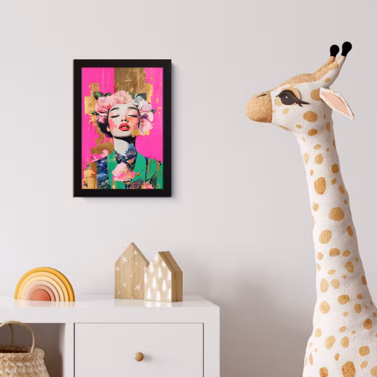 Bloemenkroon - Goud - Vrouw - Portret fotolijst zwart zonder passe partout klein -usfeer4_kinderkamer
