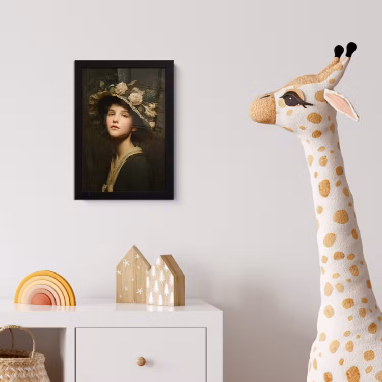 Bloemenhoed - Portret - Vrouw fotolijst zwart zonder passe partout klein -usfeer4_kinderkamer
