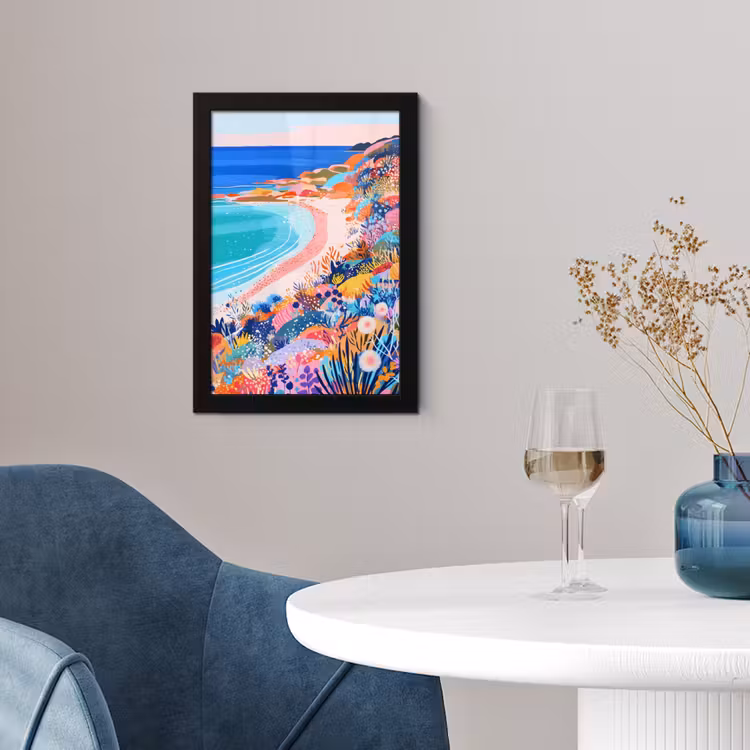 Bloemenweide - Zee - Zomers fotolijst zwart zonder passe partout klein -sfeer4