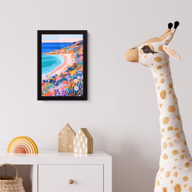 Bloemenweide - Zee - Zomers fotolijst zwart zonder passe partout klein -usfeer4_kinderkamer