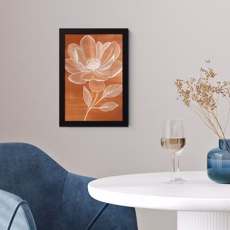 Bloem - Minimalistisch - Wit fotolijst zwart zonder passe partout klein -sfeer4