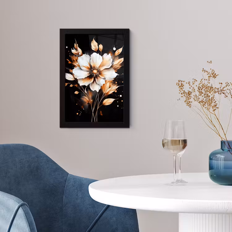 Bloem - Verf - Goud - Graffiti - Modern fotolijst zwart zonder passe partout klein -sfeer4