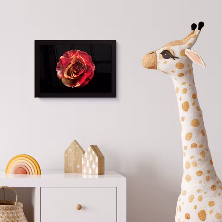 Bloem - Roos - Rood - Zwart fotolijst zwart zonder passe partout klein -usfeer4_kinderkamer