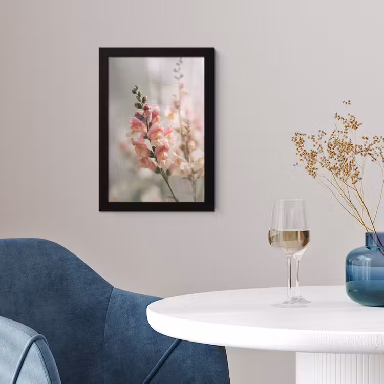 Bloem - Leeuwenbek - Roze - Stengel fotolijst zwart zonder passe partout klein -sfeer4