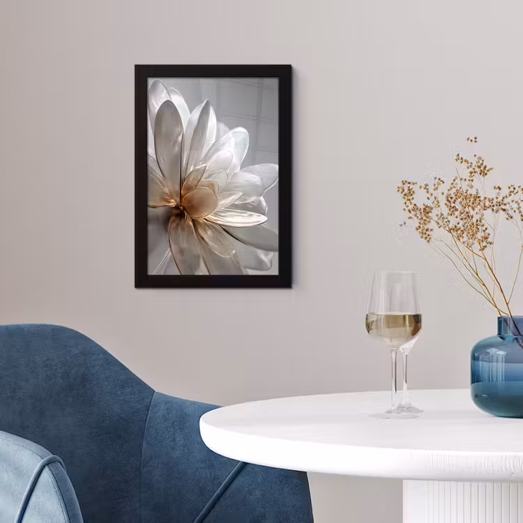 Bloem - Wit - Neutraal fotolijst zwart zonder passe partout klein -sfeer4
