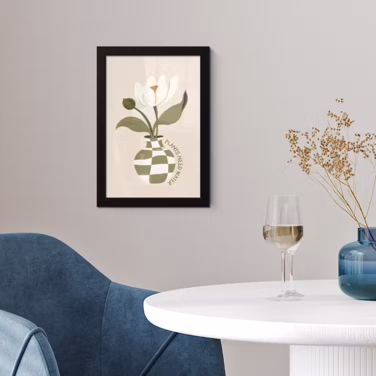 Bloem - Wit - Vaas - Quote fotolijst zwart zonder passe partout klein -sfeer4