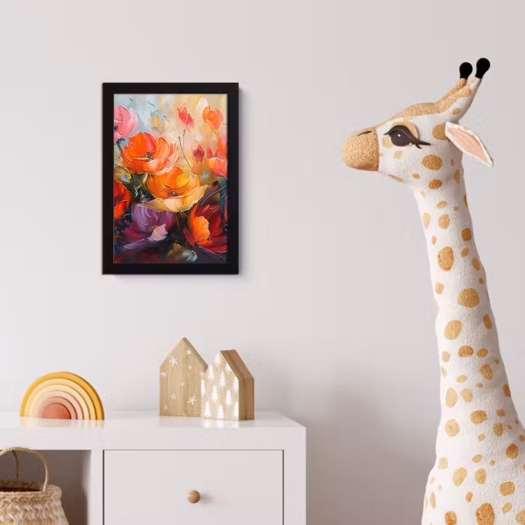 Bloemen - Kunst - Watercolor - Botanisch fotolijst zwart zonder passe partout klein -usfeer4_kinderkamer