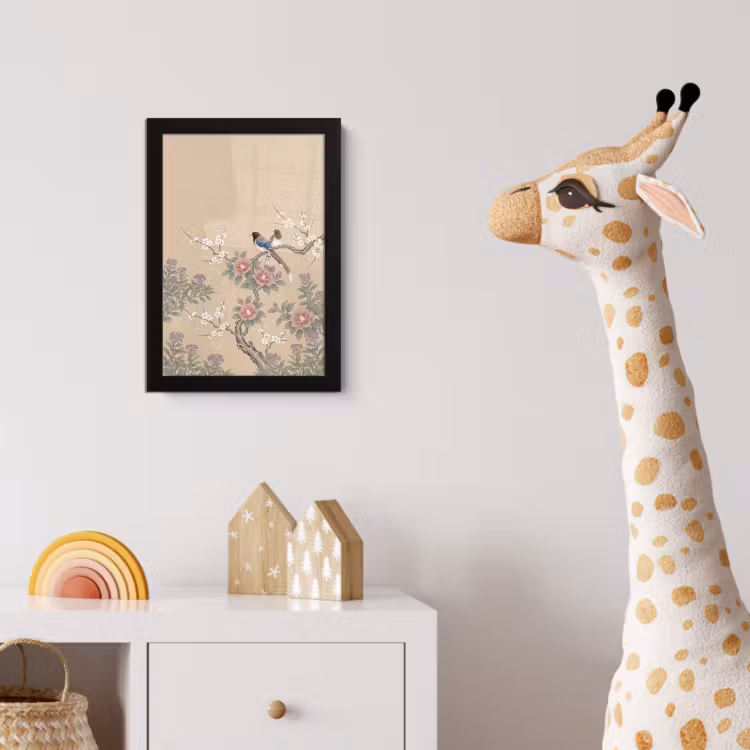 Bloemen - Vogels - Bloemen fotolijst zwart zonder passe partout klein -usfeer4_kinderkamer