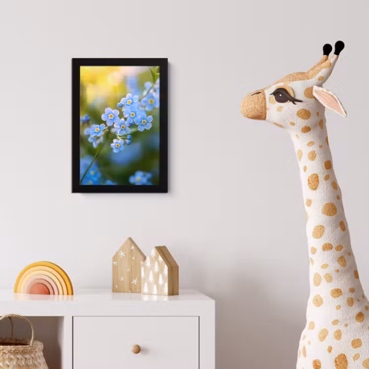 Bloemetjes - Blauw - Vergeet mij nietjes fotolijst zwart zonder passe partout klein -usfeer4_kinderkamer