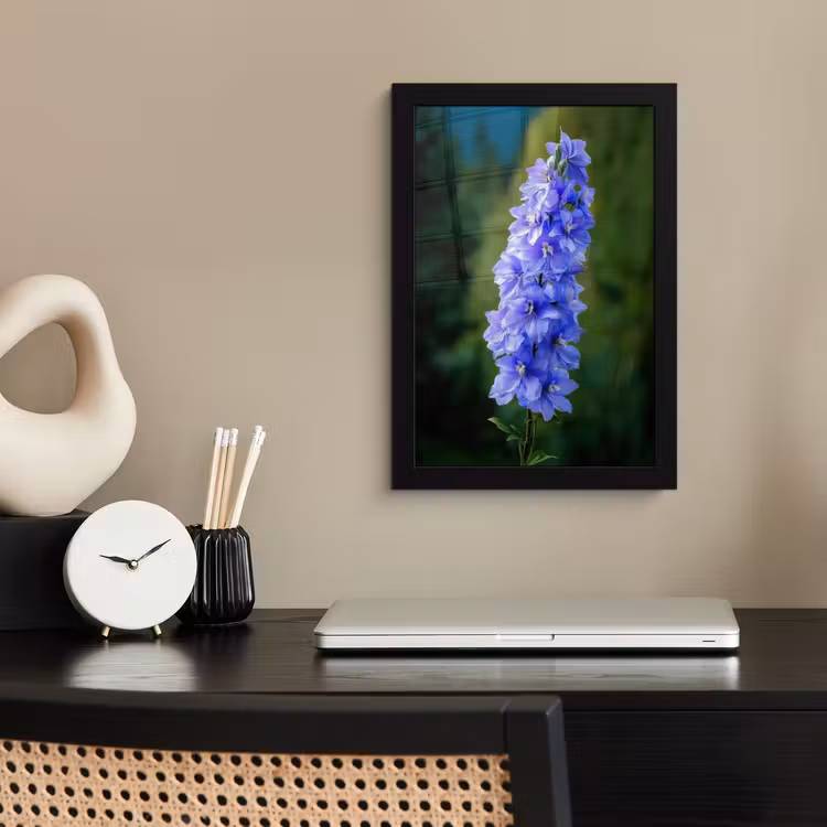 Bloemen - Blauw - Dennenboom fotolijst zwart zonder passe partout klein -sfeer1