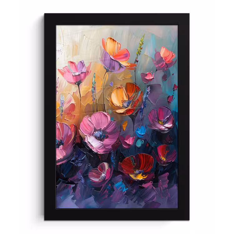 Bloemen - Botanisch - Kunst - Roze - Natuur fotolijst zwart zonder passe partout klein -3d