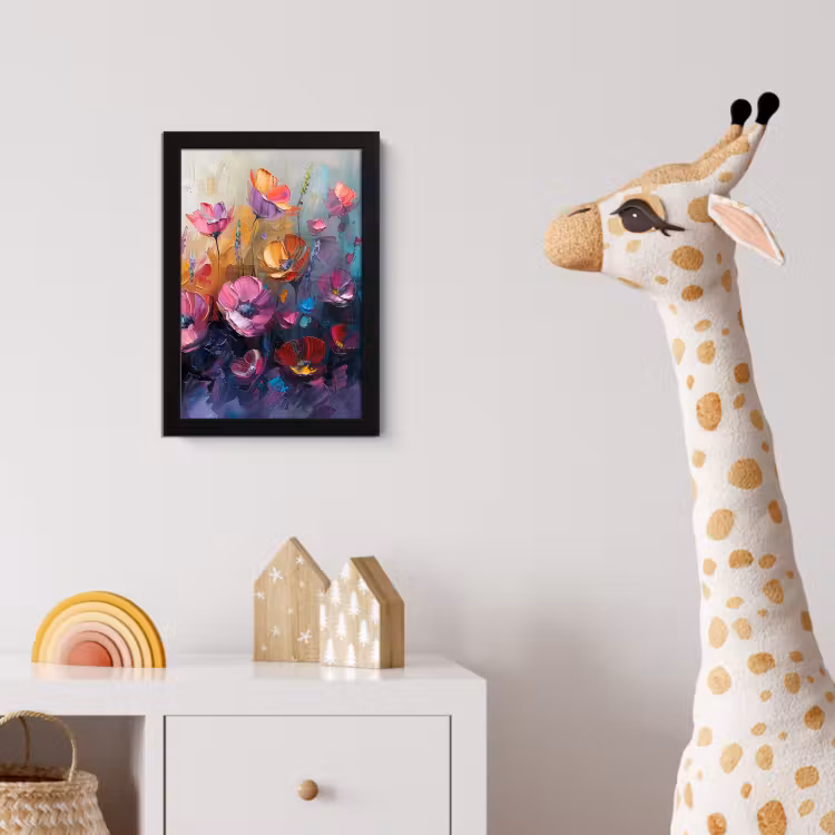 Bloemen - Botanisch - Kunst - Roze - Natuur fotolijst zwart zonder passe partout klein -usfeer4_kinderkamer