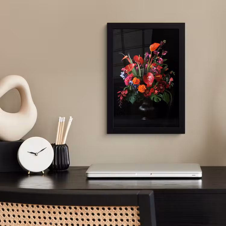 Bloemen - Boeket - Sierlijk fotolijst zwart zonder passe partout klein -sfeer1