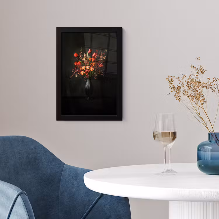Bloemen - Takken - Boeket fotolijst zwart zonder passe partout klein -sfeer4