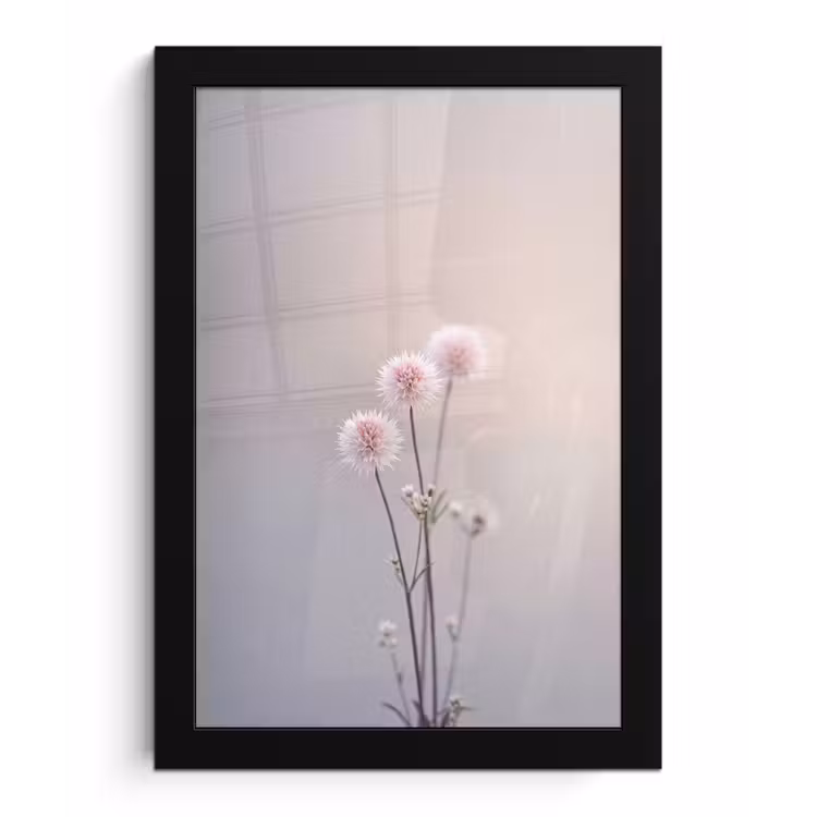 Bloemen - Bollen - Roze fotolijst zwart zonder passe partout klein -3d