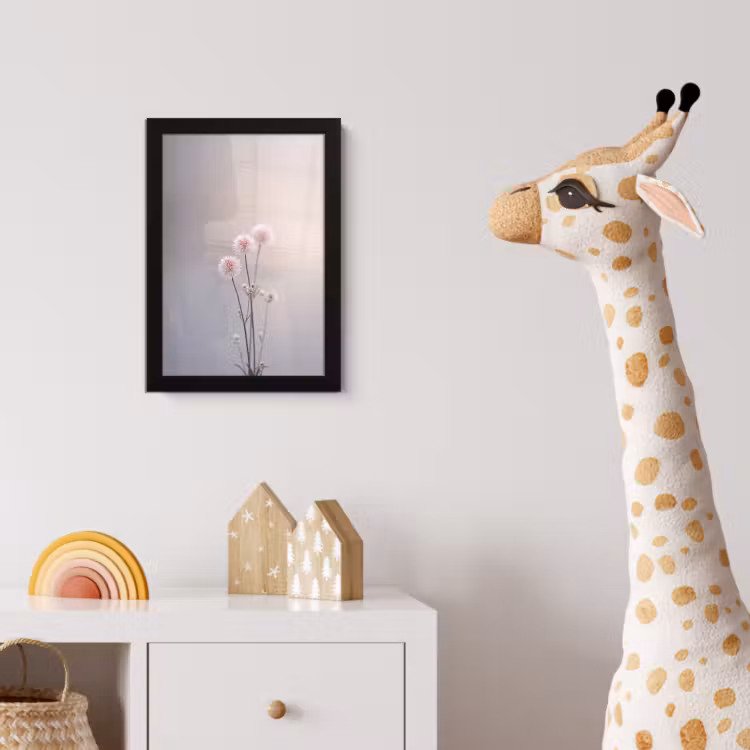 Bloemen - Bollen - Roze fotolijst zwart zonder passe partout klein -usfeer4_kinderkamer