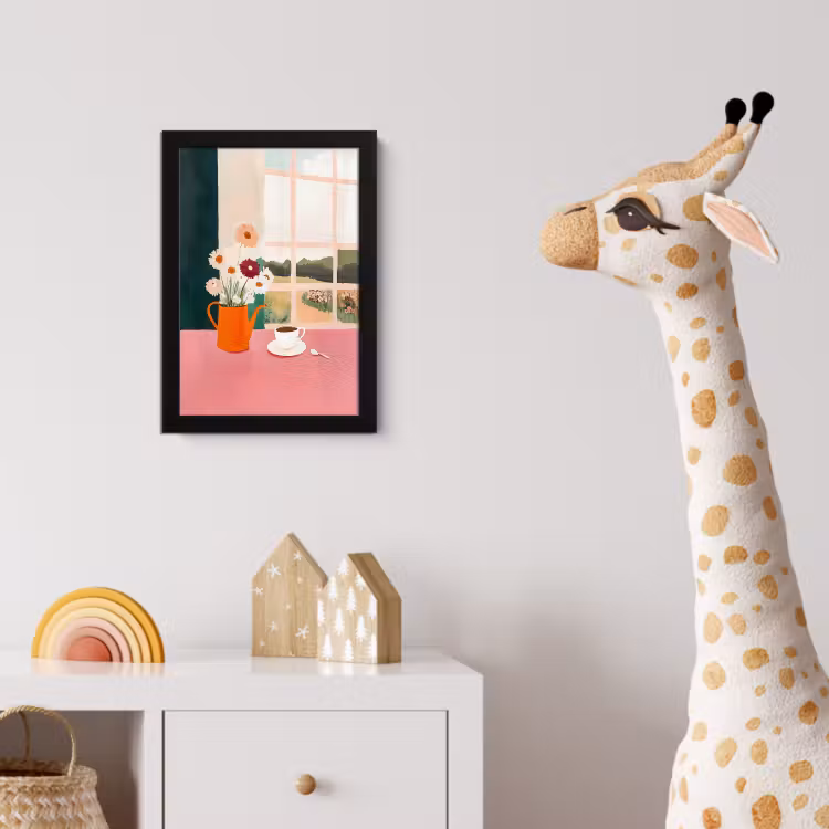 Bloemen - Koffie - Raam fotolijst zwart zonder passe partout klein -usfeer4_kinderkamer