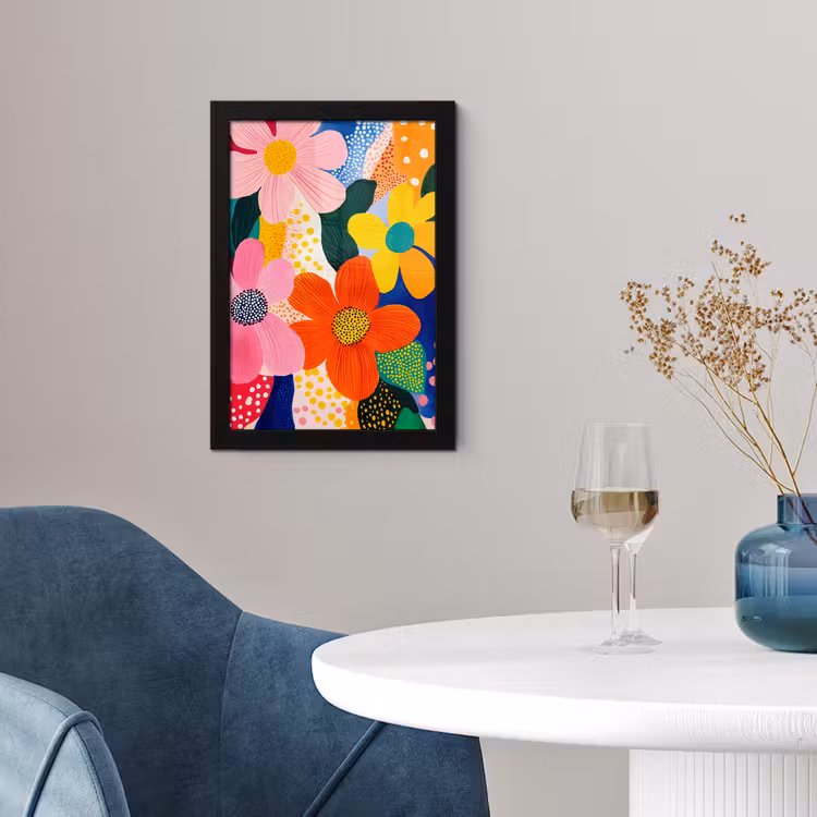 Bloemen - Kleurrijk - Stippen fotolijst zwart zonder passe partout klein -sfeer4
