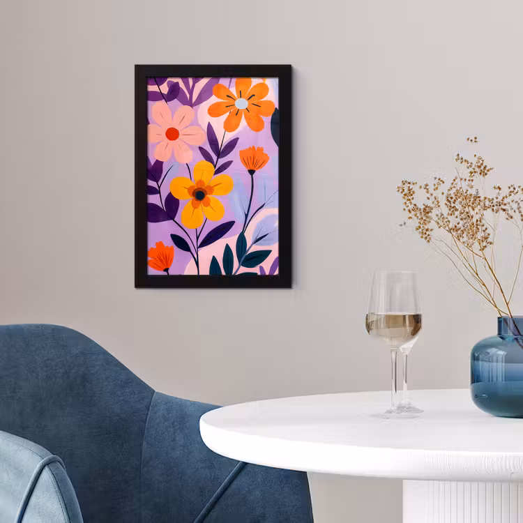 Bloemen - Kleurrijk - Bladeren fotolijst zwart zonder passe partout klein -sfeer4