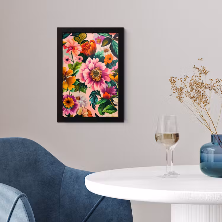Bloemen - Kleurrijk - Roze fotolijst zwart zonder passe partout klein -sfeer4