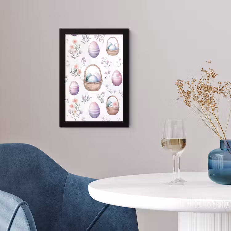 Bloemen - Paaseieren - Patroon fotolijst zwart zonder passe partout klein -sfeer4