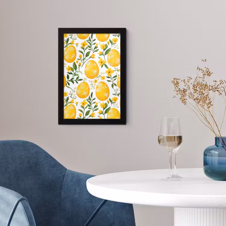 Bloemen - Paaseieren - Geel fotolijst zwart zonder passe partout klein -sfeer4