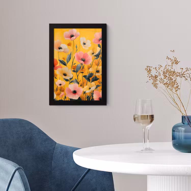 Bloemen - Veld - Geel fotolijst zwart zonder passe partout klein -sfeer4