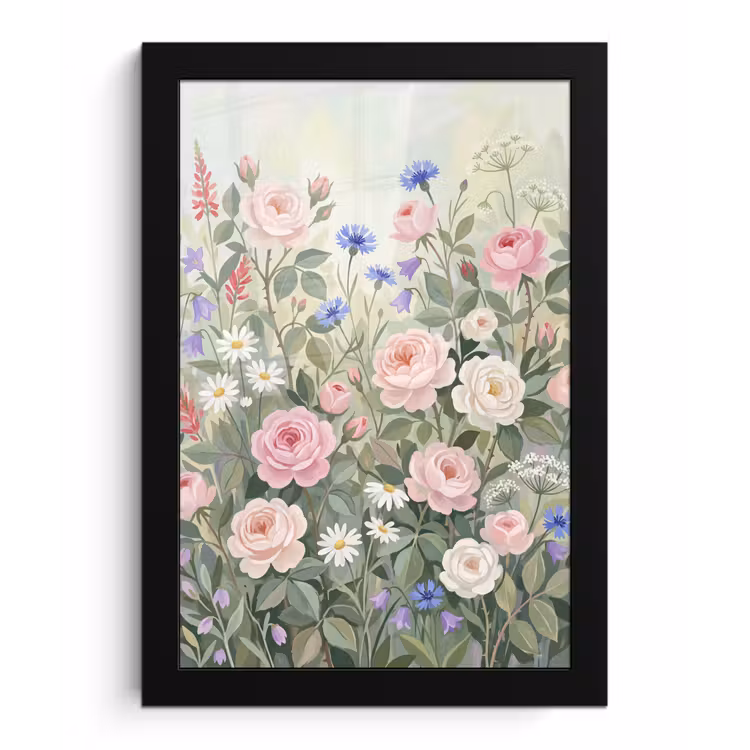 Bloemen - Tuin - Natuur - Kleurrijk fotolijst zwart zonder passe partout klein -3d