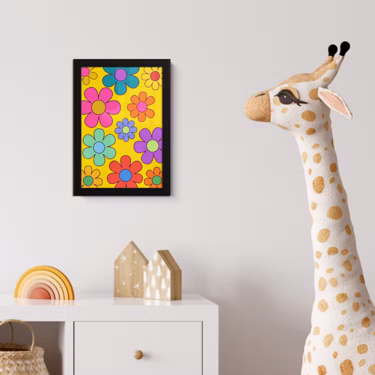 Bloemen - Illustratie - Kleurrijk fotolijst zwart zonder passe partout klein -usfeer4_kinderkamer