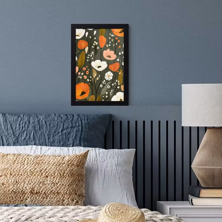 Bloemen - Illustratie - Groen fotolijst zwart zonder passe partout klein -sfeer3