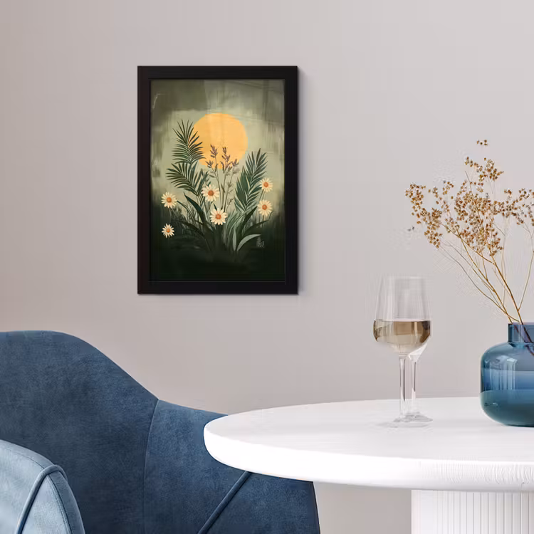 Bloemen - Bladeren - Zon - Groen fotolijst zwart zonder passe partout klein -sfeer4