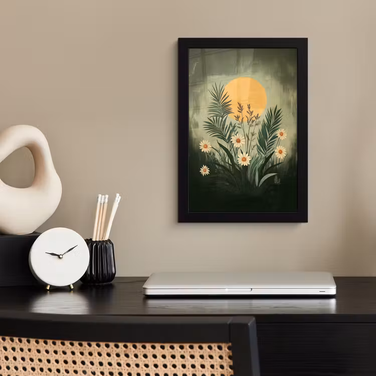 Bloemen - Bladeren - Zon - Groen fotolijst zwart zonder passe partout klein -sfeer1