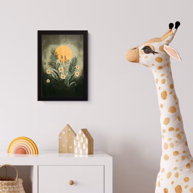 Bloemen - Bladeren - Zon - Groen fotolijst zwart zonder passe partout klein -usfeer4_kinderkamer